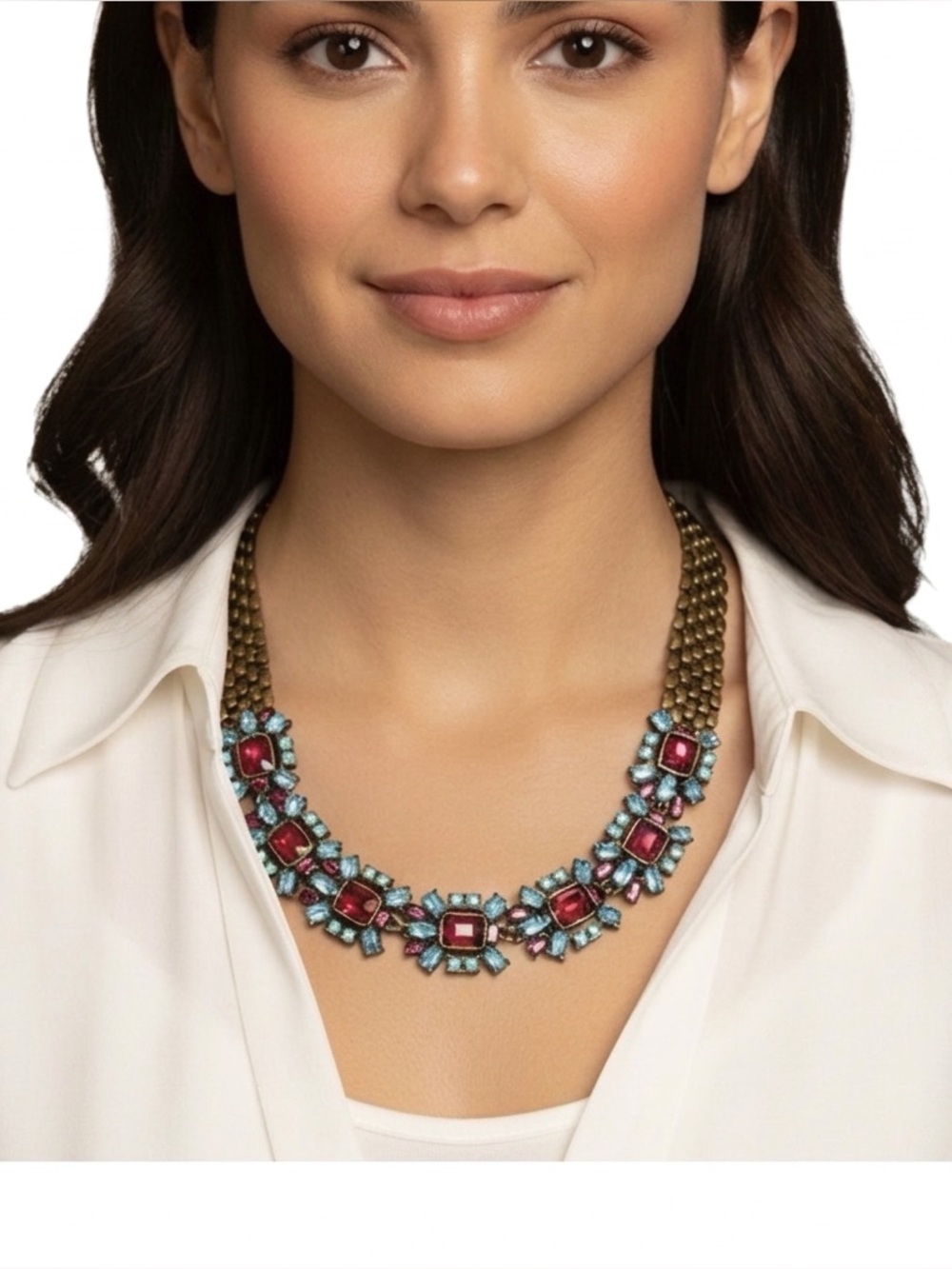 WA Studios Australian Multi-Color Crystal Statement Necklace